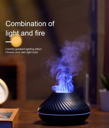 Flame Aroma Diffuser Humidifier With Colorful Essential Oil Diffuser  7 Color LED Light Portable Desktop  Air Humidifier