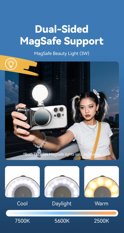 TELESIN Magnetic Phone Camera Shoot Hand Grip Phone Holder Shooting Aid Remote Control Handle for Smart Phone iPhone Android