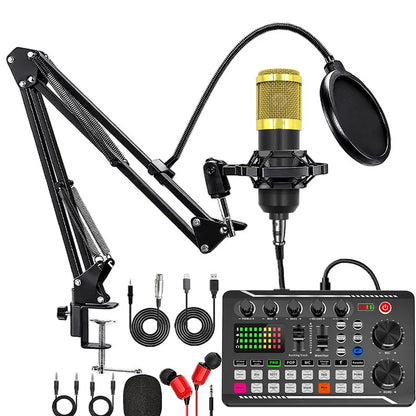 DJ Equipment Microphone Sound Card Console Studio Sound Card Kit Cable Phone Mixing Computer Live Voice Mixer F998 Sound Card
