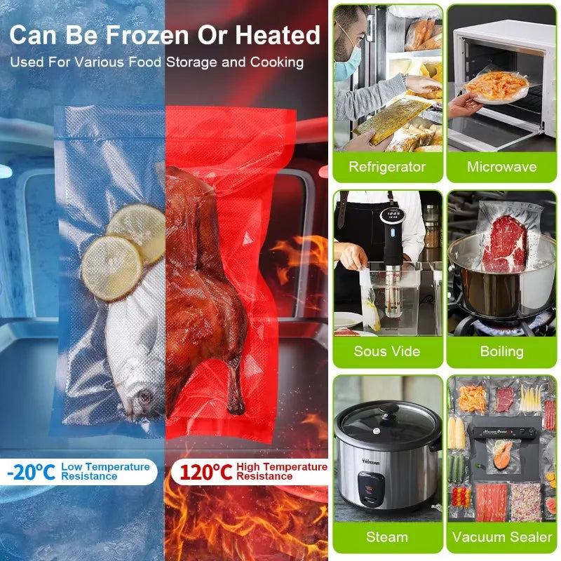 100pcs Vacuum Sealer Bags for Food Long-Lasting Freshness Storage Empty Bags for Vacuum Sealer Machine Kitchen Essentials