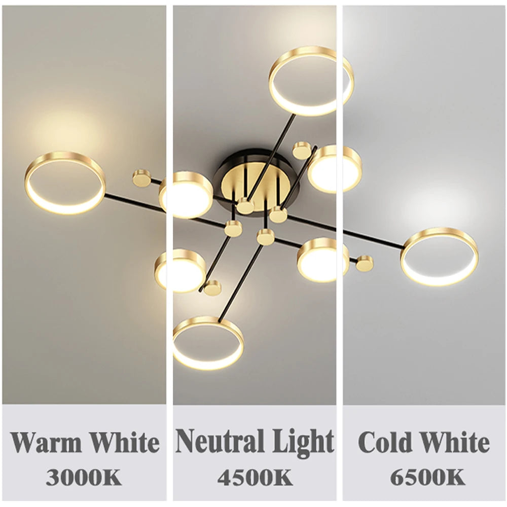 Modern Pendant Light LED Nordic Lamp Gold Black Hanging Chandelier Ceiling Lights Dimming Remote Control Lighting Fixture