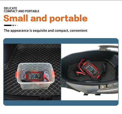 EAFC 12V 6A Full Automatic Car Battery Charger Digital Display Battery Charger Power Puls Repair Chargers Wet Dry Lead Acid
