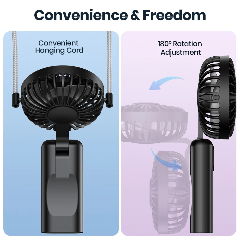 TOPK 5000mah Mini Portable Fan, USB Desk Electric Fan, Small Personal hand Fan with USB Rechargeable Cooling Neck Fans for Room