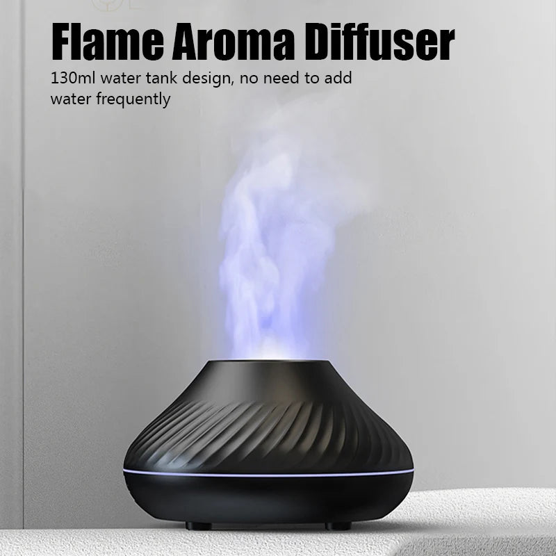 Flame Aroma Diffuser Humidifier With Colorful Essential Oil Diffuser  7 Color LED Light Portable Desktop  Air Humidifier