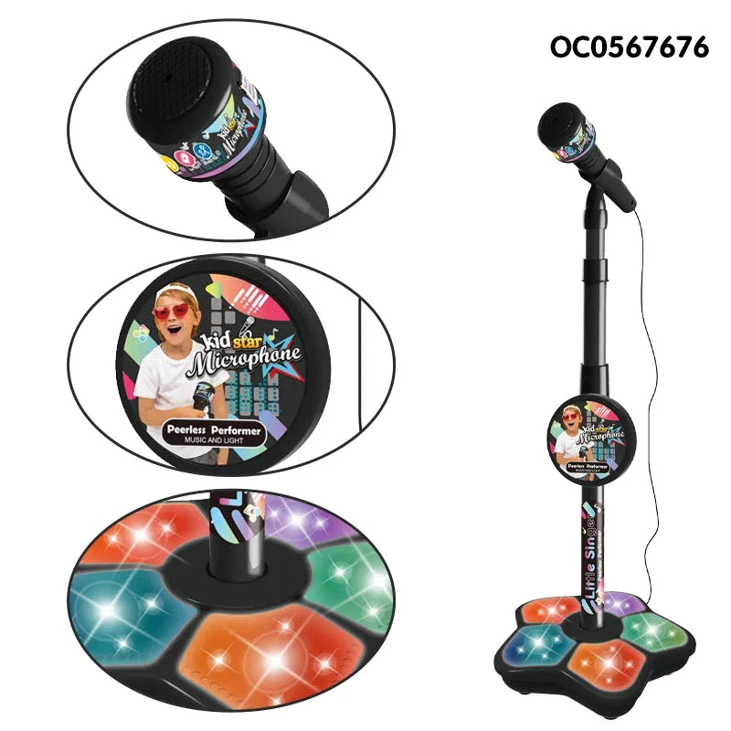 Kids Microphone with Stand Karaoke Song Music Instrument Toys Brain-Training Educational Toy Birthday Gift for Girl Boy