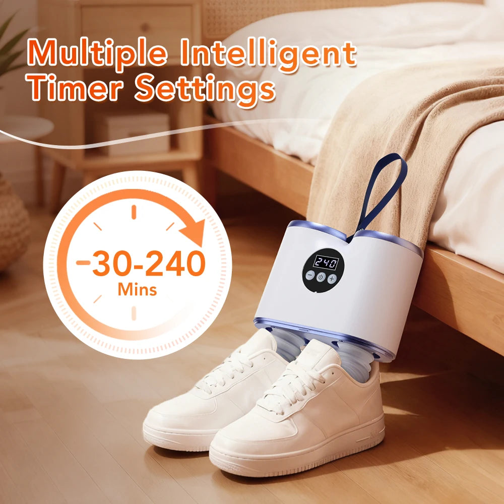 Portable Shoe Dryer with Fan Hot Air Heater Moisture Odor Home Smart Ski Boot Shoes Gloves Socks Fast Drying Machine with Timer