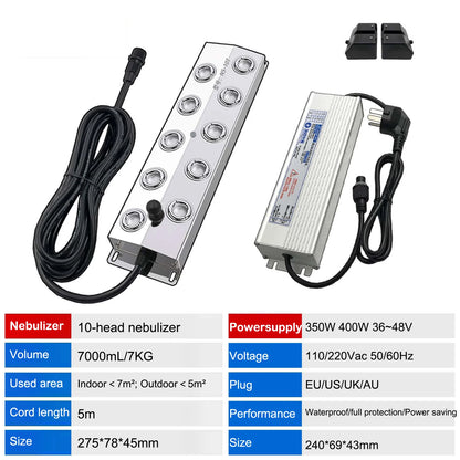 6/8/10/12 Head Atomizer Ultrasonic nebulizer Industrial Humidifier Mist Maker DC45V Powersupply Landscape Garden Fogger Buoy