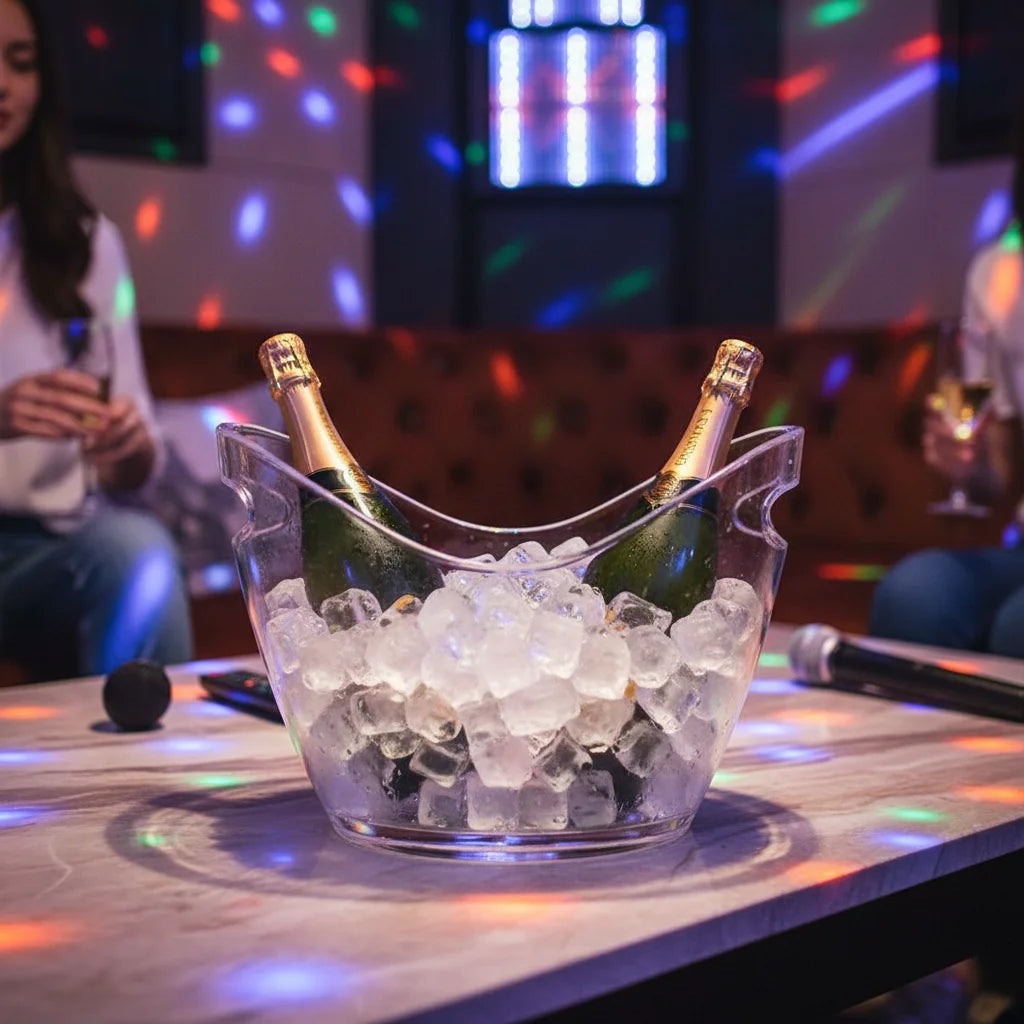 Large Capacity Ice Bucket Transparent Plastic Champagne Wine Bucket With Handle Portable Beer Ice Tub For KTV Bar Party Supply