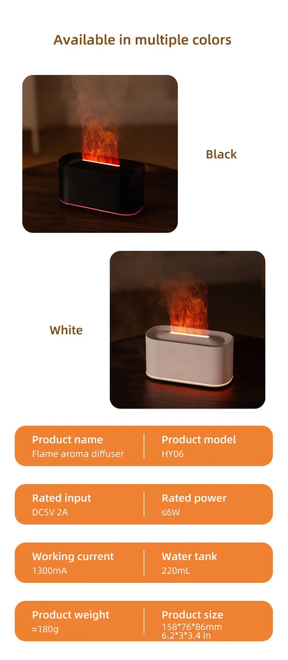 Colorful Flames Air Humidifier Essential Oils Humidifiers Flame Aroma Humidifier Mini Aroma Diffuser Aromatherapy USB Sprayer