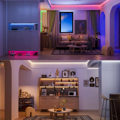 5M 10M 20M COB RGBW RGBWW LED Strip 24V Flexible Color Changing Dimmable Room Liner Light Home Decor 2.4G RF Remote Control Kit