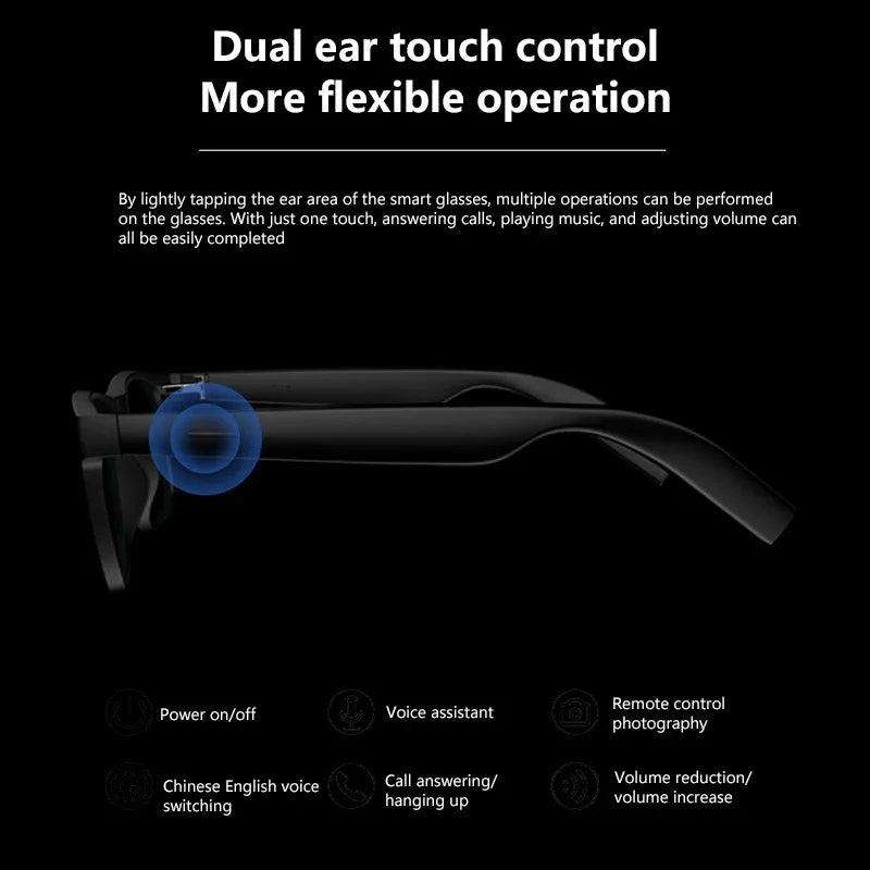 XIAOMI Smart Glasses Remote Control Touch Photo Camera Translator Voice Assistant Adults Sunglasses Wireless Bluetooth Glasses