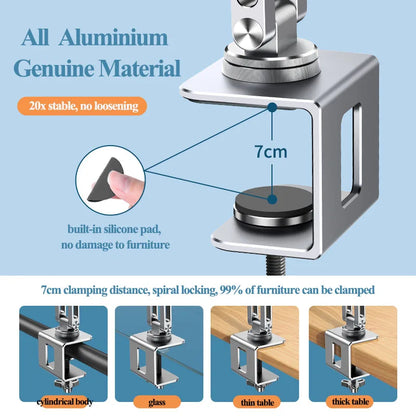 Oatsbasf Laptop Stand Clamp Tablet Hightening Support Holder Book Bracket Desktop Bed Lazy Stand 360°Rotating Hight Adjustable