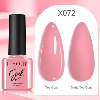 LILYCUTE Nude Crystal Rubber Base Gel Nail Polish Natural Color Semi Permanent UV Gel Soak Off Self Leveling Nail Gel Varnishes
