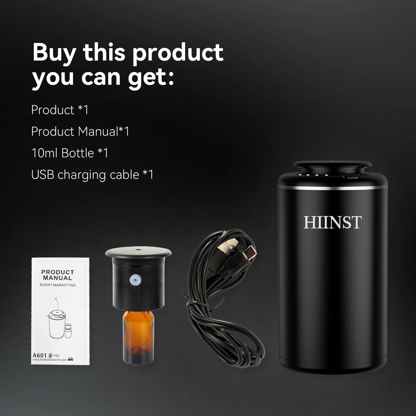 HIINST USB Rechargeable Essential Oil Aroma Diffuser & Car Air Freshener  Waterless Fragrance Nebulizer Machine with 10ml Bottle