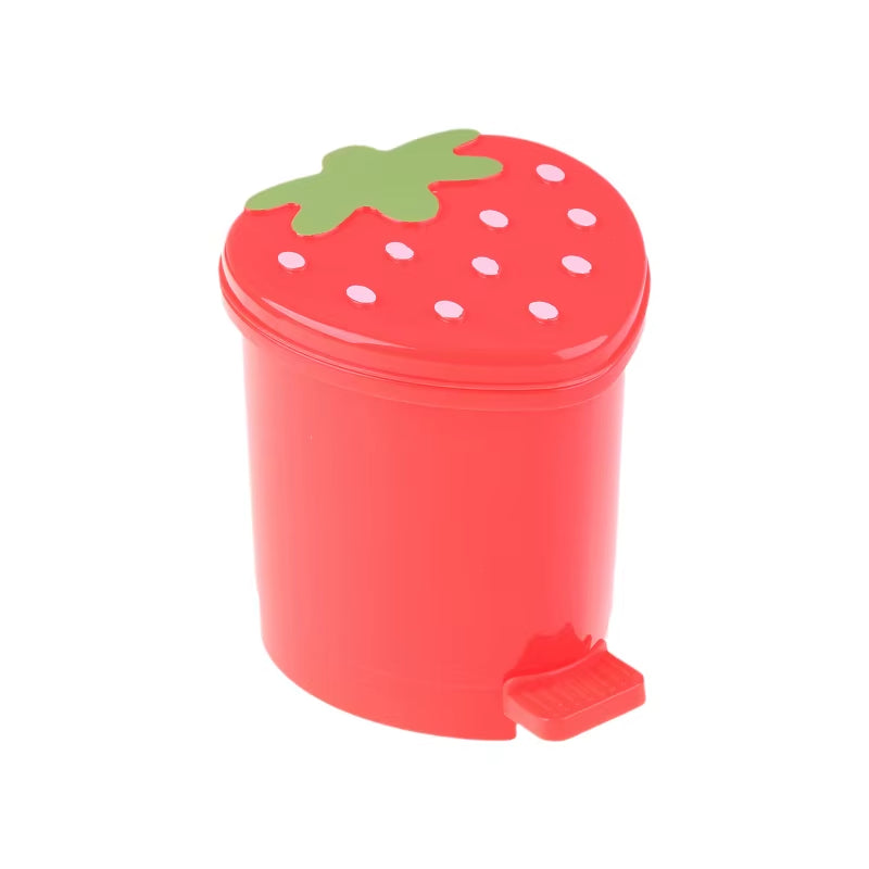 Strawberry Trash Can with Lid Automatic Pop-Up Cover Small Rubbish Box