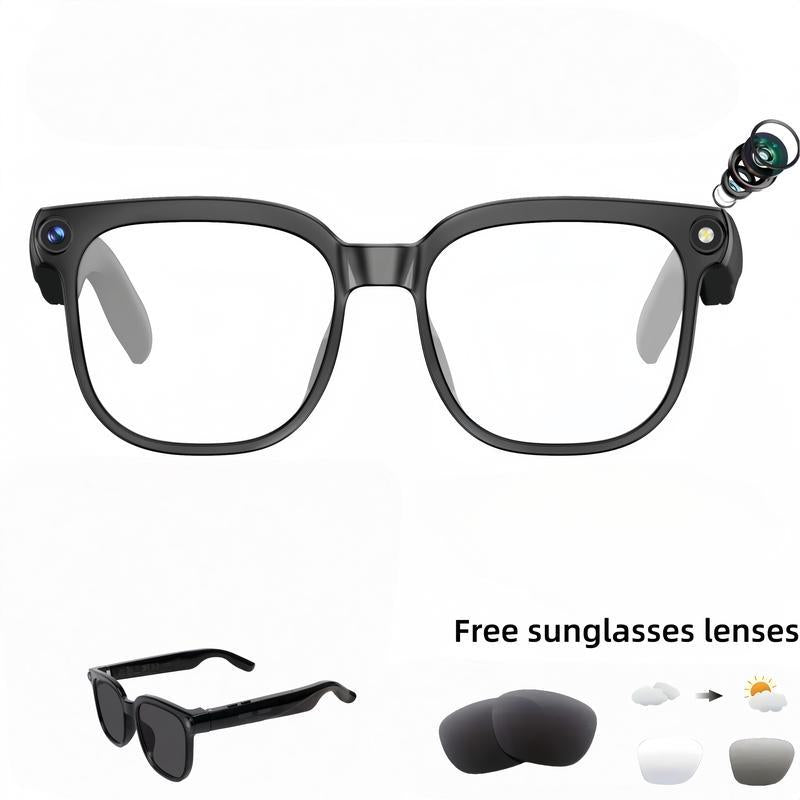 Smart AI Camera Glasses with 8MP Photochromic Lenses ,Button Touch Adjustment for Travel Outdoor Adventures Hands-Free Photography 160+Languages Real-Time Translation Bluetooth Wireless Wearable Video Recording UV Protection