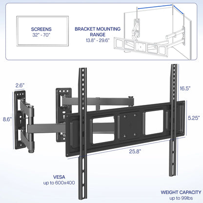 Corner Wall Mount for 32" to 70" Tvs