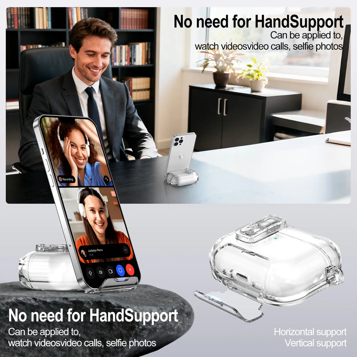 Bracket Airpods Pro3 Earphone Case Soft TPU Compatible with Apple Airpods 4Th Generation Protective Cover Transparent