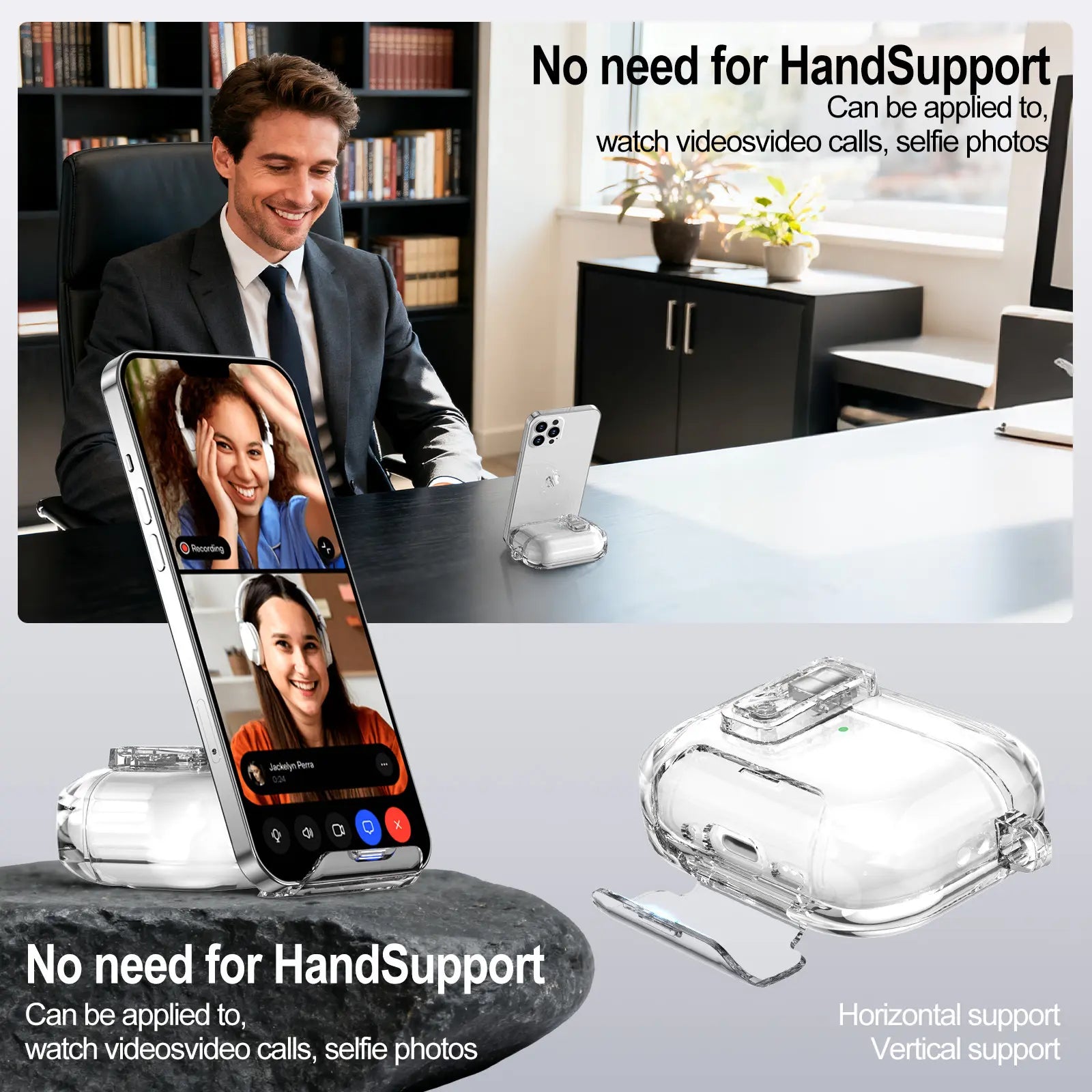 Bracket Airpods Pro3 Earphone Case Soft TPU Compatible with Apple Airpods 4Th Generation Protective Cover Transparent