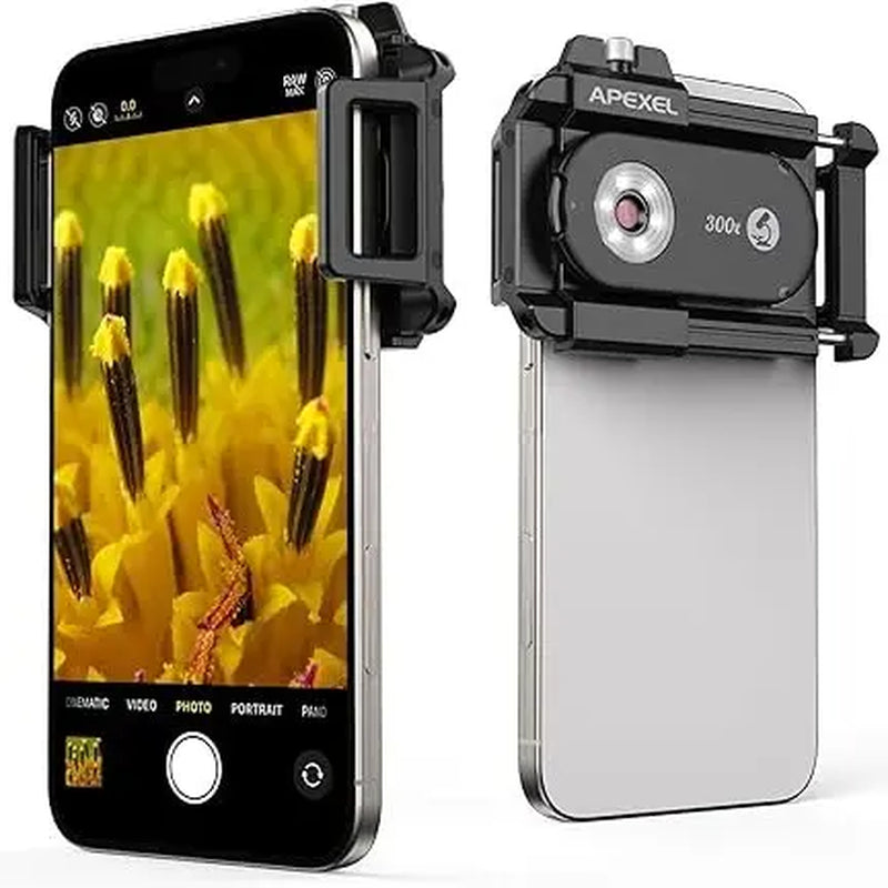 【Holiday Haul】Apexel 200X Mobile Phone Microscope with CPL Lens for Iphone & Android - Portable Pocket Microscope for Industrial Inspection & Nature Observation, Rechargeable Battery, Christmas Gift