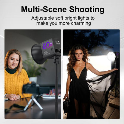 RGB COB Video Light - Compatible with Tripod - 60W USB Charging - Wireless Fill Light, 24 Scene Modes, 13400Mah Battery (5-Hour Battery Life) Suitable for Vlogs, Live Streaming, Photography, and Professional Studio Lighting