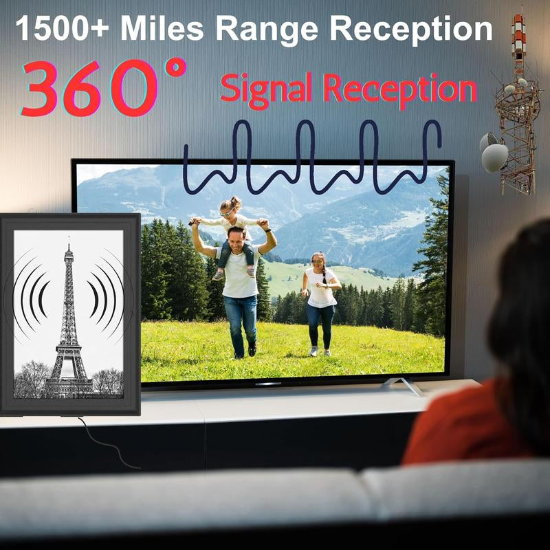 Indoor Digital HDTV Antenna, 12' Coaxial Cable, Superior Reception Range & Signal Reliability, Supports 4K Smart Tvs, OTA Broadcast & Nextgen TV, Easy Install Antenna with Signal Booster, Picture Frame Design for Local Channels Tiktokshopblackfriday