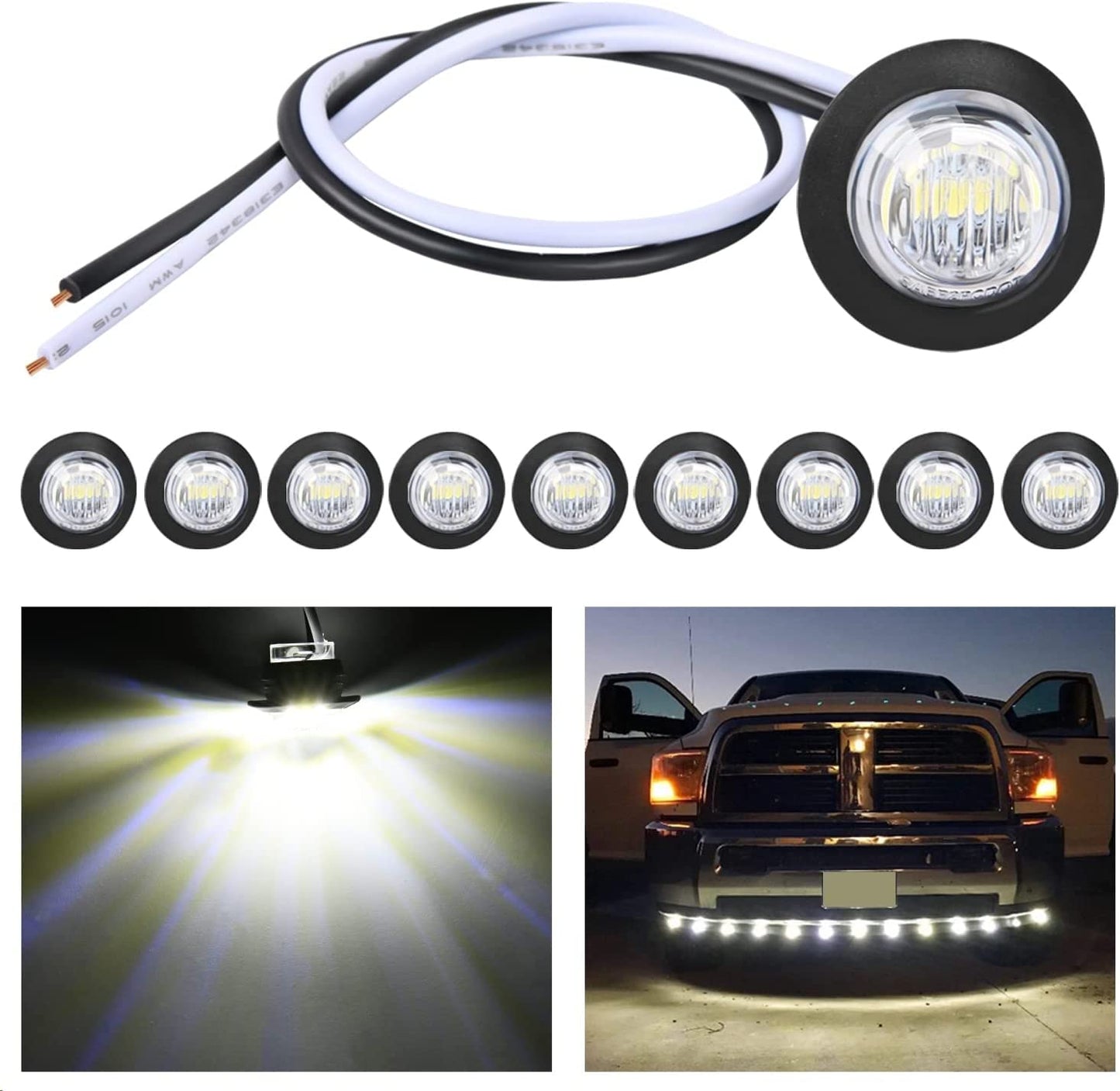Nilight 10 PCS 3/4 Inch round LED Clearance Light Front Rear Side Indicator Bullet Marker Lamp for Truck RV Car Bus Trailer Van Caravan Boat, Blue