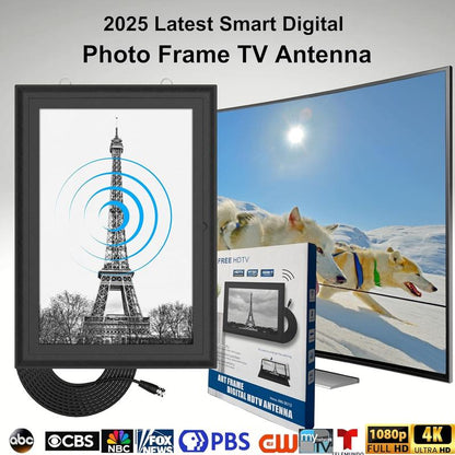 Indoor Digital HDTV Antenna, 12' Coaxial Cable, Superior Reception Range & Signal Reliability, Supports 4K Smart Tvs, OTA Broadcast & Nextgen TV, Easy Install Antenna with Signal Booster, Picture Frame Design for Local Channels Tiktokshopblackfriday