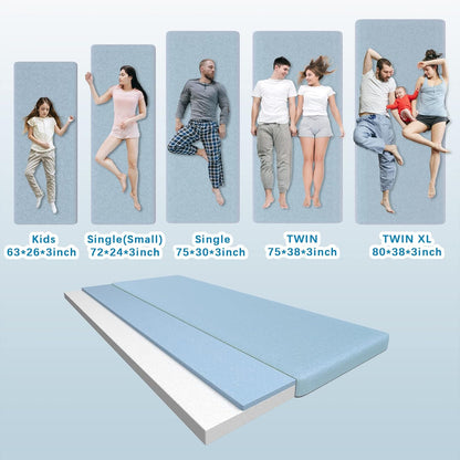Kingchii Certipur-Us Memory Foam Camping Mattress, Portable Roll up Travel Car Camping Mattress Sleeping Pad & Floor Mattress, Cot Mattress Guest Bed for Sleepover with Waterproof Cover.