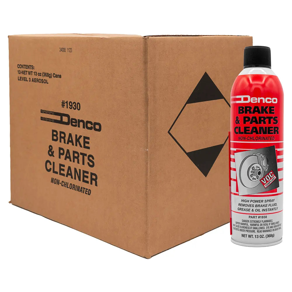 Denco #1930 Brake & Parts Cleaner Non-Chlorinated 13 Oz Cans 12 Pack High Power Spray Cleaner for ABS Calipers Pads Rotors
