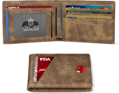 Zitahli Bifold Wallets for Men - Slim RFID Leather Credit Card Holder for 6-11 Cards, Minimalist Thin Wallet with ID Window & Cash Slot,Front Pockt Carteras Para Hombres, Birthday Gifts for Men | Slim