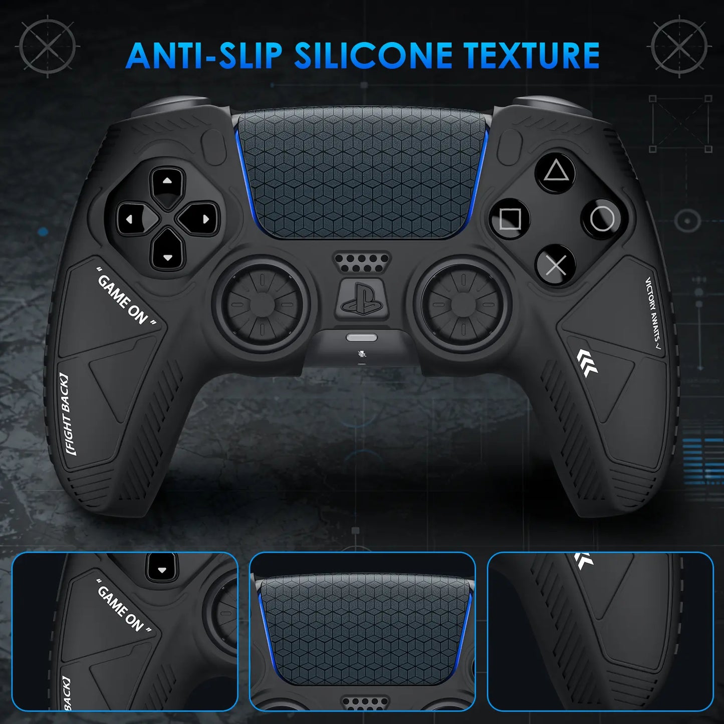 VIDPPLUING Playstation 5 Controller Silicone Protective Case Skin-Friendly Non-Slip Sweat-Proof Drop-Proof Joystick Cap Set for Enhanced Control Tactical Gloves & Protective Covers
