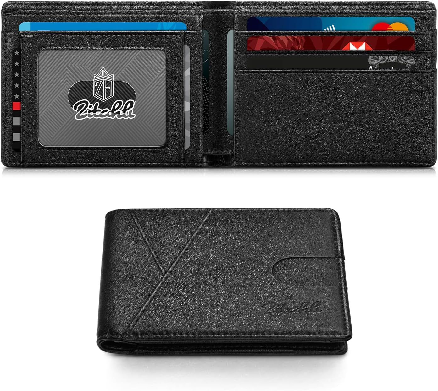 Zitahli Bifold Wallets for Men - Slim RFID Leather Credit Card Holder for 6-11 Cards, Minimalist Thin Wallet with ID Window & Cash Slot,Front Pockt Carteras Para Hombres, Birthday Gifts for Men | Slim