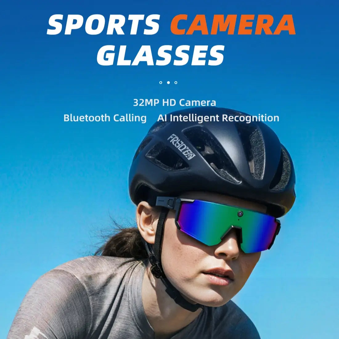 2026 Smart Sports Camera Glasses 32MP HD Bluetooth AI Voice Recognition 160 Languages Polarized UV Protection for Running Cycling Hiking Travel IP54 Resistant