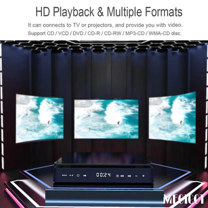 MEGICOT Mini DVD Player for TV with HD AV Port Touch Button Remote Control, All Region Free, Support CD DVD VCD USB Flash HD Video Playback Players for Home