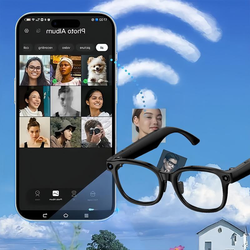Smart AI Camera Glasses with 8MP Photochromic Lenses ,Button Touch Adjustment for Travel Outdoor Adventures Hands-Free Photography 160+Languages Real-Time Translation Bluetooth Wireless Wearable Video Recording UV Protection