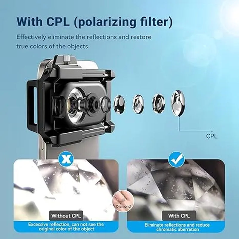 【Holiday Haul】Apexel 200X Mobile Phone Microscope with CPL Lens for Iphone & Android - Portable Pocket Microscope for Industrial Inspection & Nature Observation, Rechargeable Battery, Christmas Gift