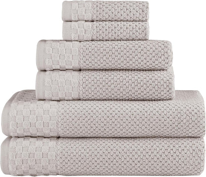 Classic Turkish Towels CTT - Luxury 6 Piece Towel Set, 100% Turkish Cotton, Quick Drying, Highly Absorbent & Comfy, Includes 2 Bath Towels, 2 Hand Towels & 2 Washcloths | (White)