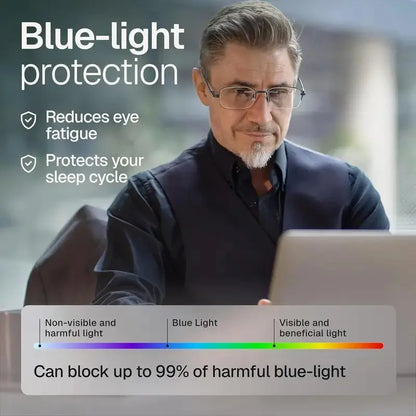 Frameless Progressive Reading Glasses with HD Blue Lightfiltering Clear Lenses HD Vision for Reading Computer Gaming and Street Style Unisex Women/Men Daily Lightweight Comfort (Equivalent +1.00 To+4.00)