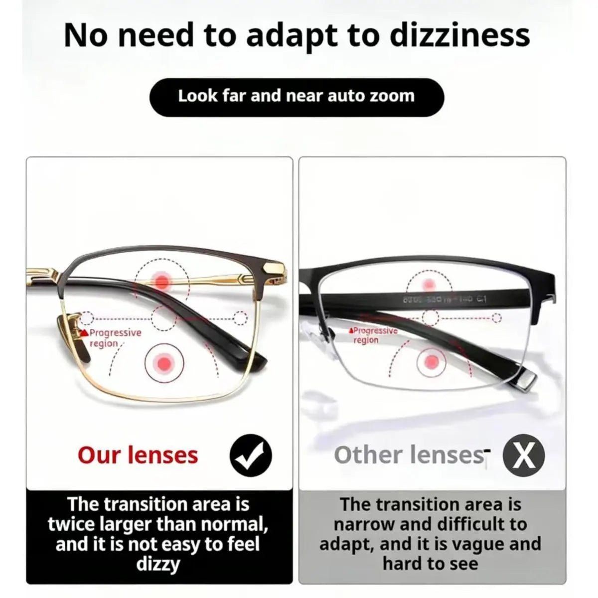 Frameless Progressive Reading Glasses with HD Blue Lightfiltering Clear Lenses HD Vision for Reading Computer Gaming and Street Style Unisex Women/Men Daily Lightweight Comfort (Equivalent +1.00 To+4.00)