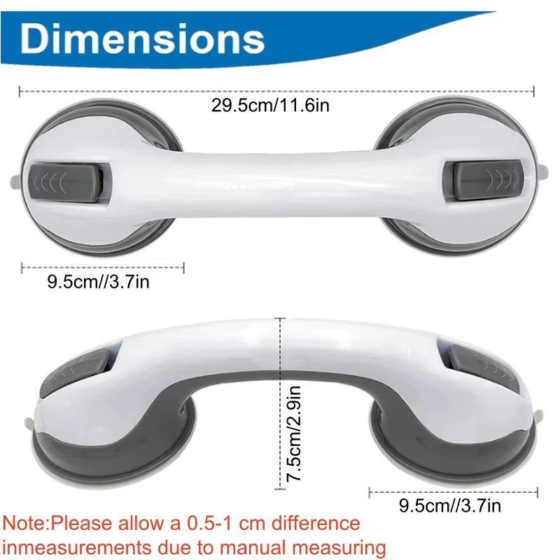 Dual Locking Suction Cup Anti-Slip Shower Safety Handle Toilet Grab Bar for Bathroom Support Elderly Balance Assist Handles