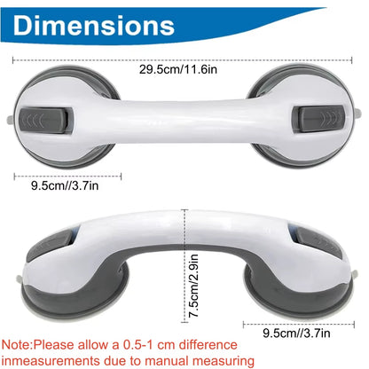 Dual Locking Suction Cup Anti-Slip Shower Safety Handle Toilet Grab Bar for Bathroom Support Elderly Balance Assist Handles