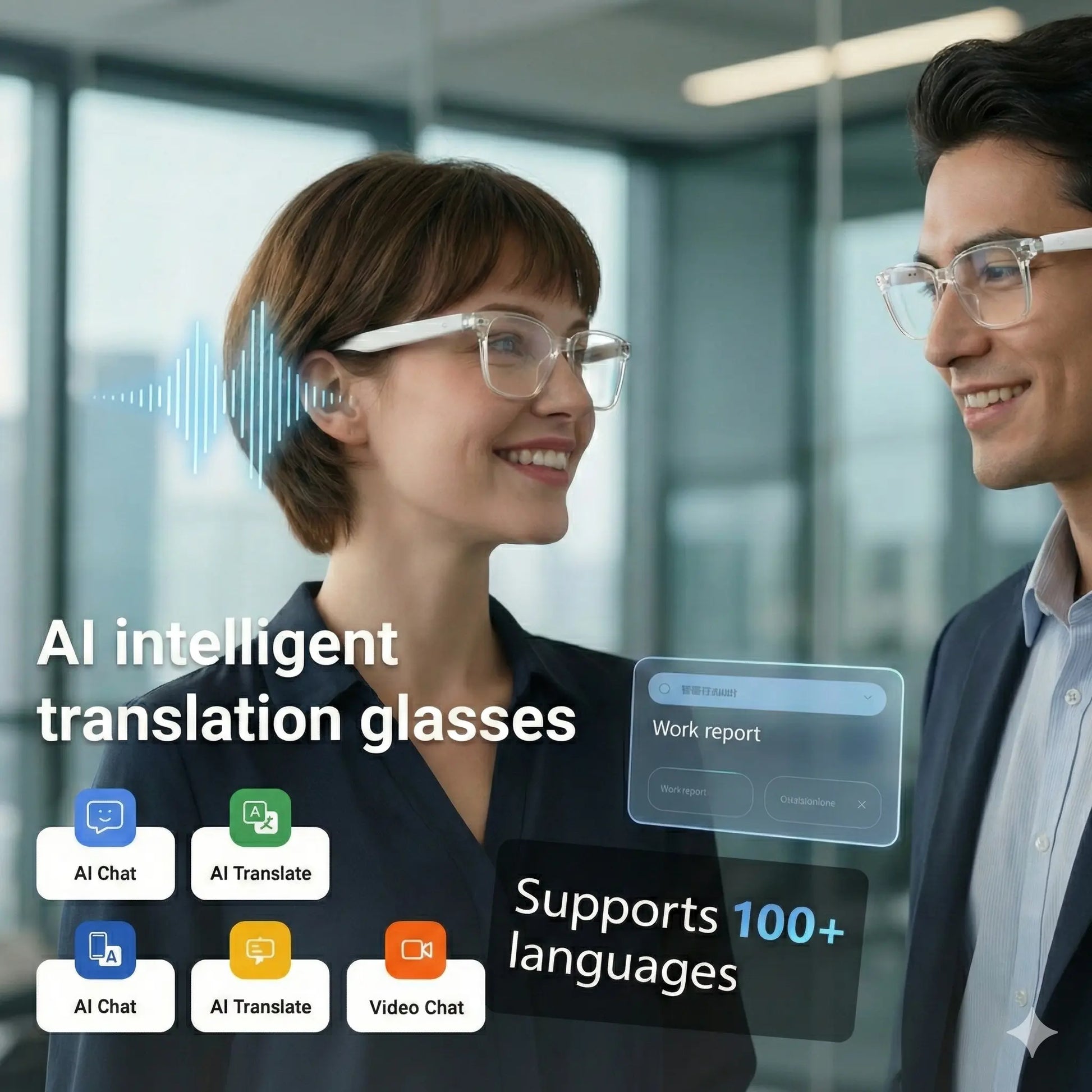 Bluetooth Smart Sunglasses with Real-Time AI Translation, Music Streaming & Hands-Free Calling – Perfect for Travel, Outdoors & Everyday Use Multifunctional Glasses