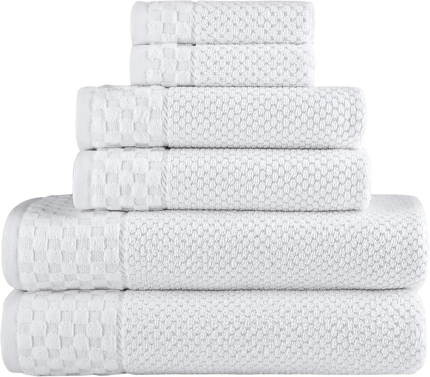 Classic Turkish Towels CTT - Luxury 6 Piece Towel Set, 100% Turkish Cotton, Quick Drying, Highly Absorbent & Comfy, Includes 2 Bath Towels, 2 Hand Towels & 2 Washcloths | (White)