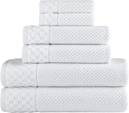 Classic Turkish Towels CTT - Luxury 6 Piece Towel Set, 100% Turkish Cotton, Quick Drying, Highly Absorbent & Comfy, Includes 2 Bath Towels, 2 Hand Towels & 2 Washcloths | (White)