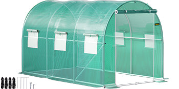 SucceBuy Walk-in Tunnel Greenhouse Galvanized Frame & Waterproof Cover 15x7x7/10x7x7/20x10x7/12x7x7 ft Greenhouses & Cold Frames